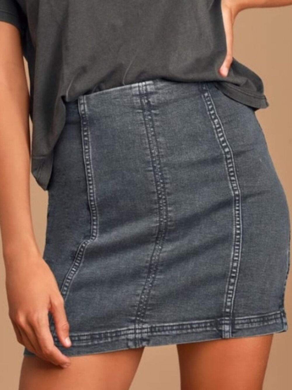 Free People Modern Femme Denim Mini Skirt Paneled Y2K